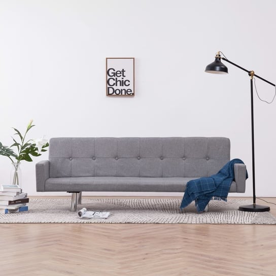 Sofa rozkładana z podłokietnikami VIDAXL, jasnoszara, 184x77,5x(60,5/64/66,5) cm vidaXL