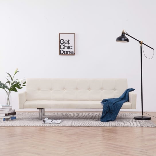 Sofa rozkładana z podłokietnikami VIDAXL, kremowa, 184x77,5x(60,5/64/66,5) cm vidaXL
