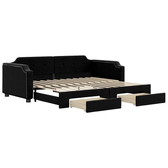 Sofa rozsuwana 2-w-1 z szufladami - czarny, 223x90 Inna marka