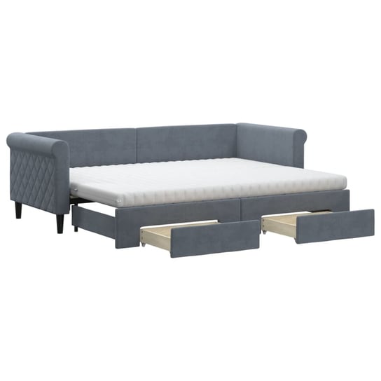 Sofa rozsuwana z szufladami, ciemnoszara, 80x200 c vidaXL