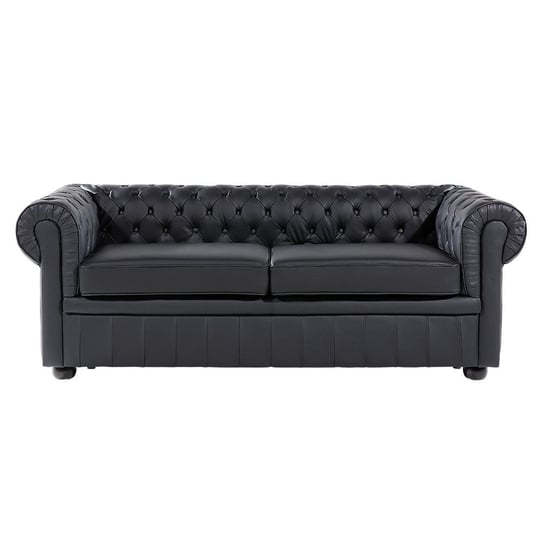 Sofa skórzana BELIANI Chesterfield, 70x195x76 cm, czarny Beliani