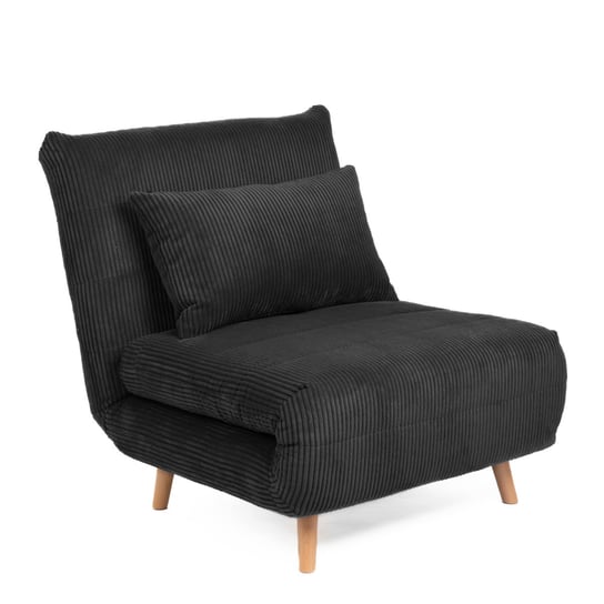 Sofa SOLACE 1-osobowa, z funkcją spania  sztruksowa czarna 83x91x84 cm Homla