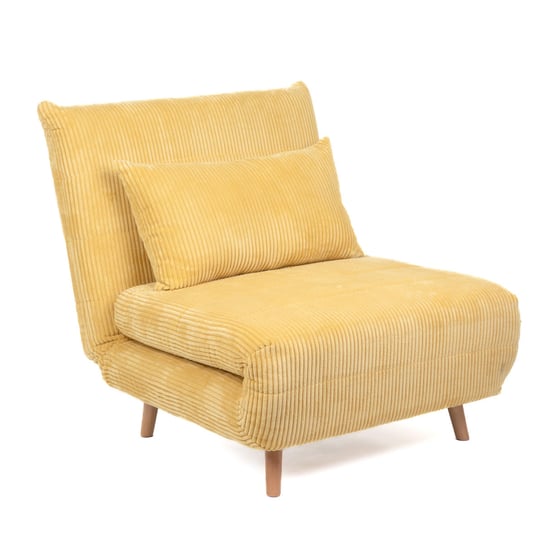 Sofa SOLACE 1-osobowa, z funkcją spania sztruksowa musztardowa 83x91x84 cm HOMLA Homla