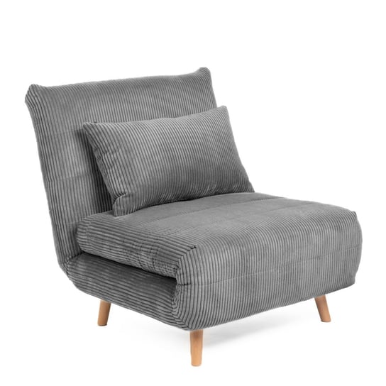 Sofa SOLACE 1-osobowa, z funkcją spania sztruksowa szara 83x91x84 cm HOMLA Homla