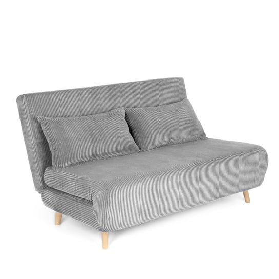 Sofa SOLACE 2-osobowa, z funkcją spania sztruksowa szara 140x91x84 cm HOMLA Homla