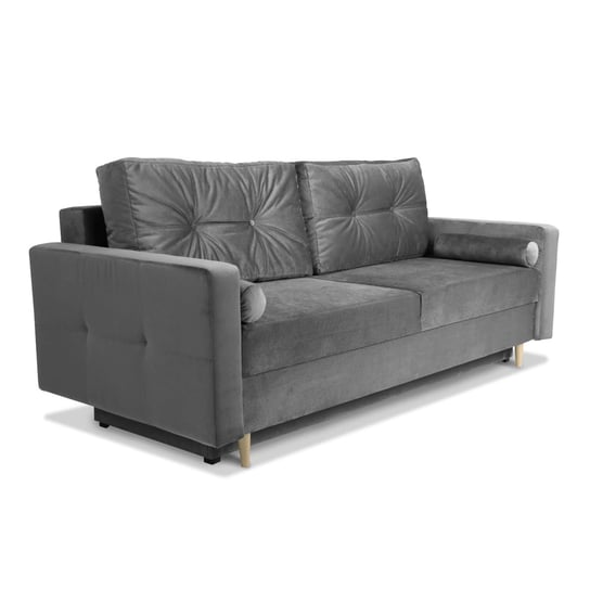 Sofa STELLA w kolorze szarym z funkcją spania i pojemnikiem na pościel MGDesign