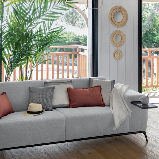 Sofa sztruksowa z wysuwanymi półkami 230 cm MIA home