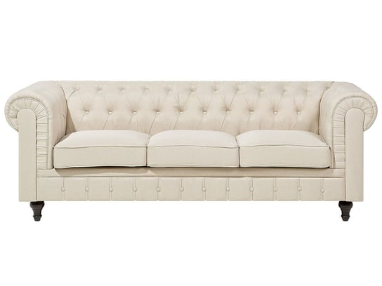 Sofa tapicerowana BELIANI Chesterfield, 3-os., beżowa, 70x202x75 cm Beliani