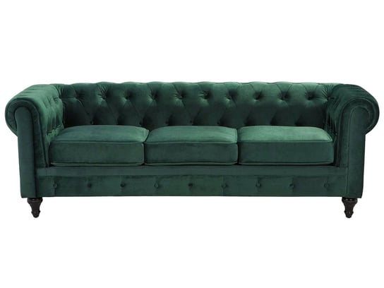 Sofa tapicerowana BELIANI Chesterfield, 3-os., zielona, 70x202x75 cm Beliani