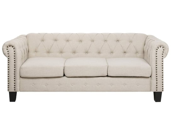 Sofa tapicerowana BELIANI Chesterfield, 3-osobowa, beżowa, 78x208x88 cm Beliani
