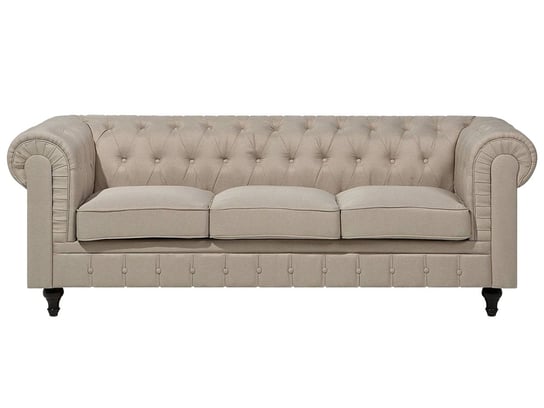 Sofa tapicerowana BELIANI Chesterfield, 3-osobowa, beżowa, 78x222x85 cm Beliani