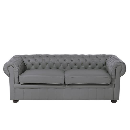 Sofa tapicerowana BELIANI Chesterfield, 3-osobowa, szara, 70x196x80 cm Beliani