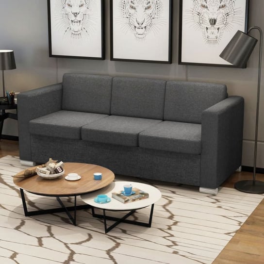 Sofa tapicerowana vidaXL, 3-osobowa, szara, 191x73x78 cm vidaXL