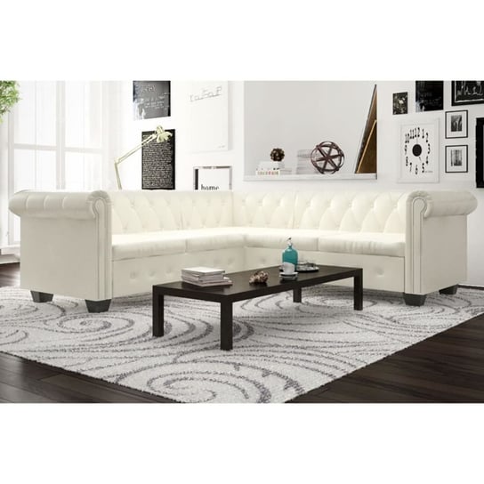 Sofa tapicerowana VIDAXL Chesterfield, biała, 205x205x73 cm vidaXL