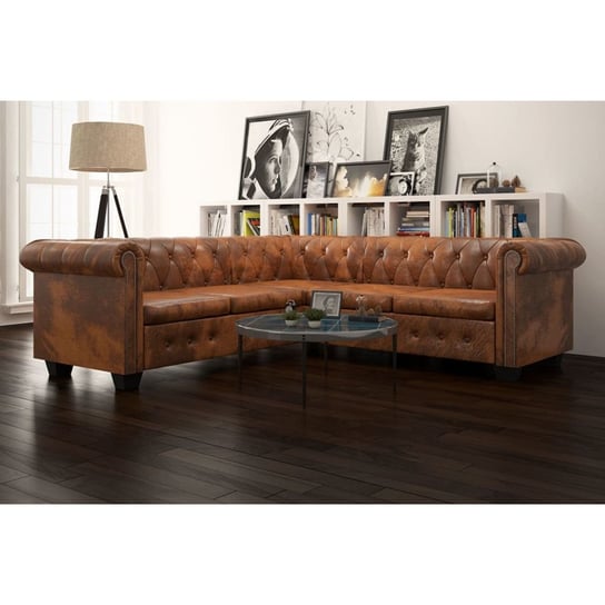 Sofa tapicerowana VIDAXL Chesterfield, brązowa, 205x205x73 cm vidaXL