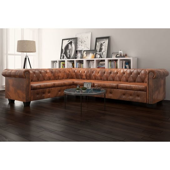 Sofa tapicerowana VIDAXL Chesterfield, brązowa, 260x205x73 cm vidaXL