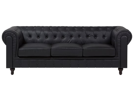 Sofa trzyosobowa BELIANI Chesterfield, 78x222x85 cm, czarny Beliani