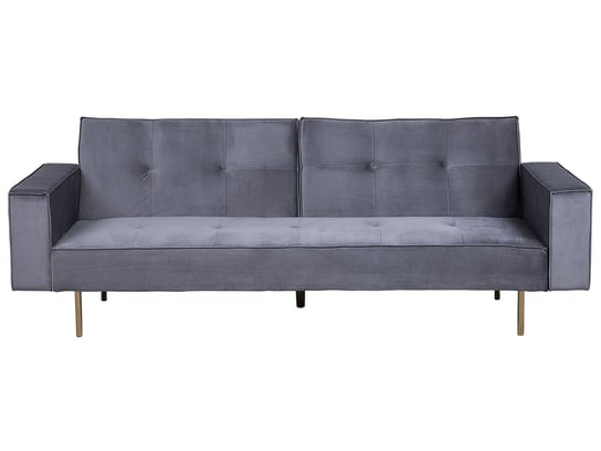 Sofa trzyosobowa welurowa BELIANI Visnes, szara, 56x188 cm Beliani