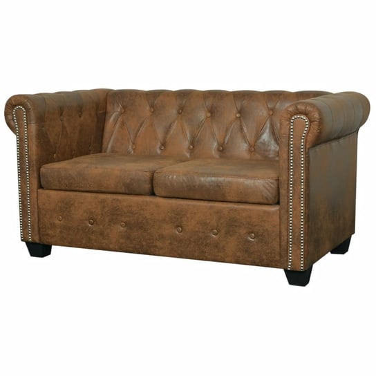 Sofa VIDAXL Chesterfield, 2-osobowa, brązowa, 145,5x76x70 cm vidaXL