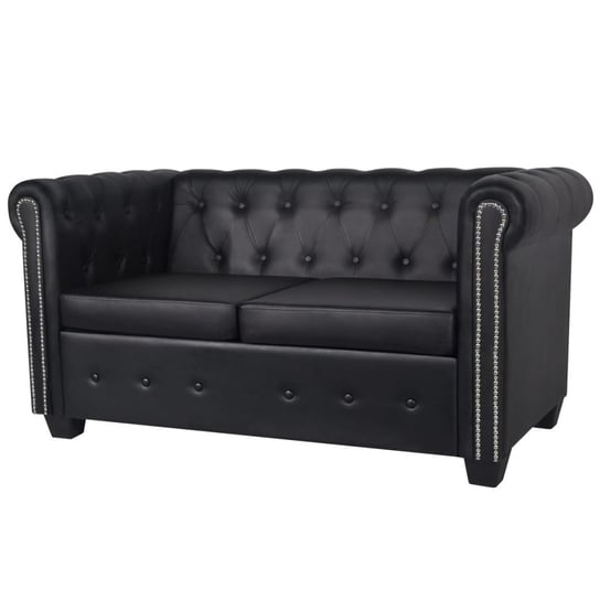 Sofa VIDAXL Chesterfield, 2-osobowa, czarna, 145,5x76x70 cm vidaXL