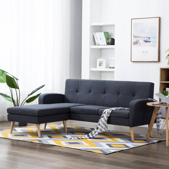 Sofa w kształcie L, ciemnoszara, 186x136x79 cm vidaXL