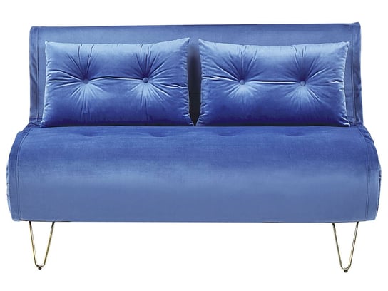 Sofa welurowa rozkładana 2-osobowa ciemnoniebieska VESTFOLD Beliani