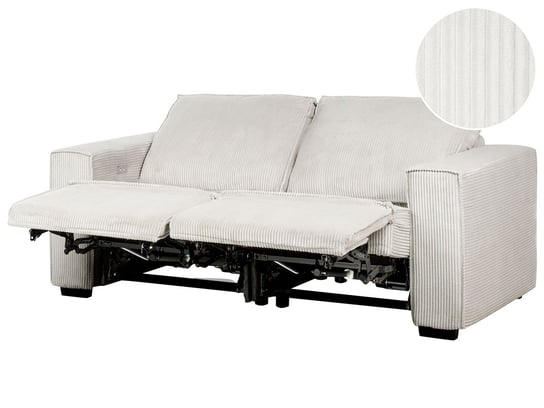 Sofa z elektryczną funkcją relaksu sztruksowa złamana biel NUKARI Beliani