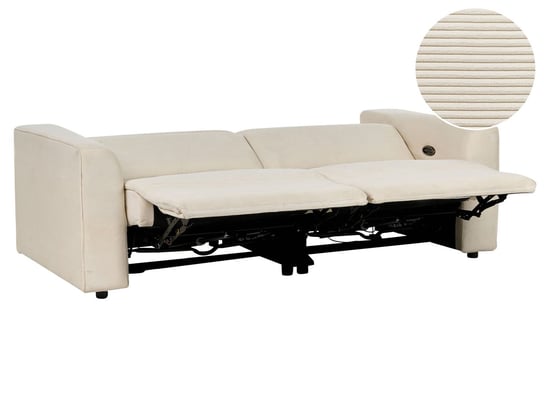 Sofa z elektryczną funkcją relaksu z ładowarką sztruksowa beżowa ULVEN Beliani