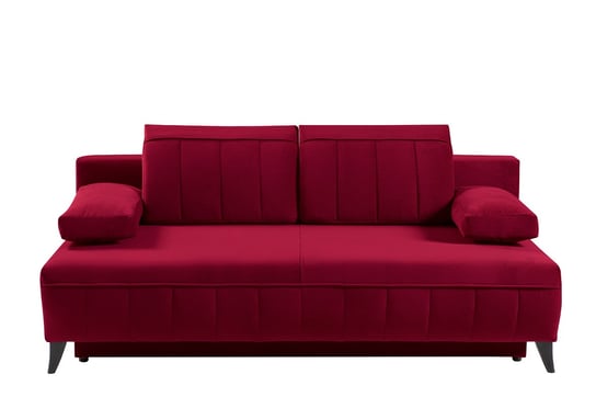 Sofa z funkcją spania z podłokietnikami welur bordowa VENTI Konsimo