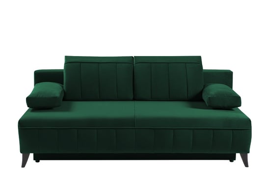 Sofa z funkcją spania z podłokietnikami welur butelkowa zieleń VENTI Konsimo