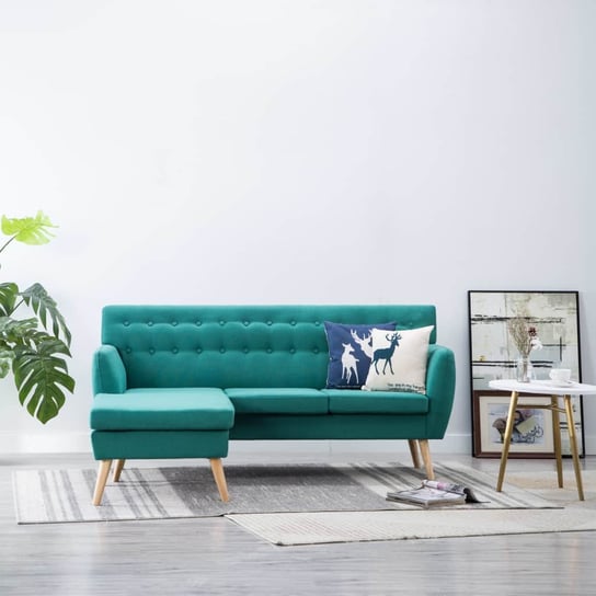 Sofa z leżanką, zielona, 171,5x138x81,5 cm vidaXL
