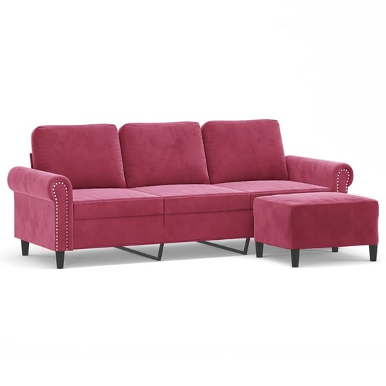 Sofa z podnóżkiem aksamitna 3-osobowa, 212x77x80 c Zakito Europe