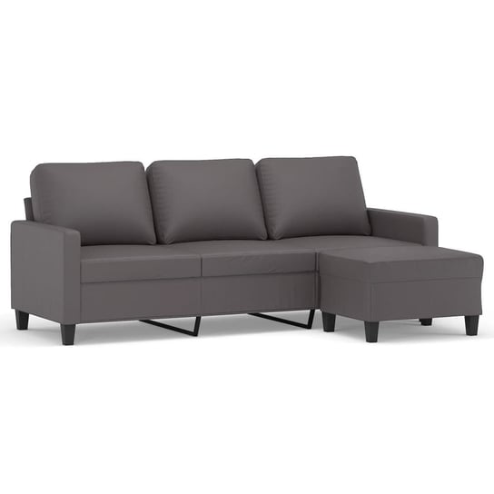 Sofa z podnóżkiem szara 3-osobowa 198x77x80cm / AAALOE Inna marka