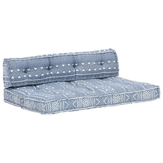 Sofa z poduszek na paletę, tkanina, indygo patchwork vidaXL