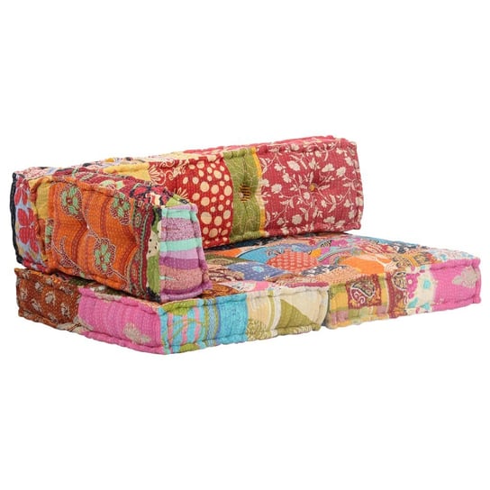 Sofa z poduszek na paletę, VidaXL, wielokolorowy patchwork, 120x80x45 cm vidaXL