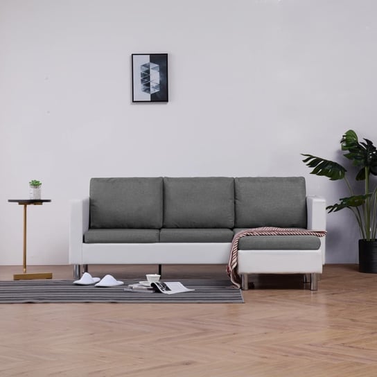 Sofa z poduszkami VIDAXL, 3 osobowa, biała, 188x122x77 cm vidaXL