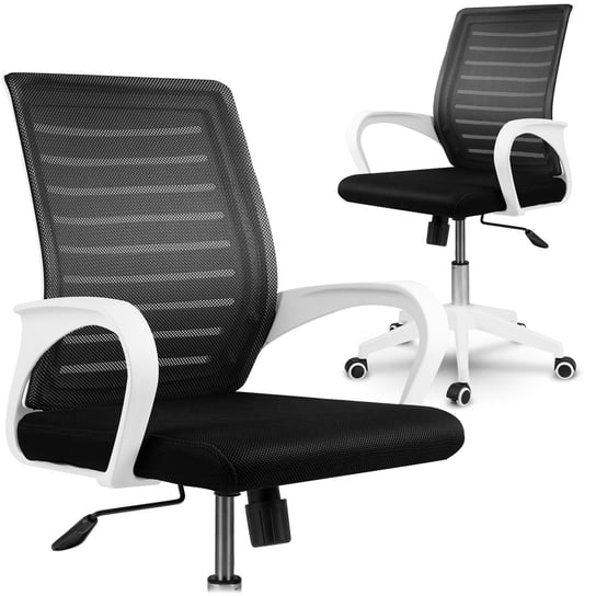 Sofotel, Fotel biurowy obrotowy krzesło biurowe z mikrosiatką Batura, Biało-czarny SOFOTEL