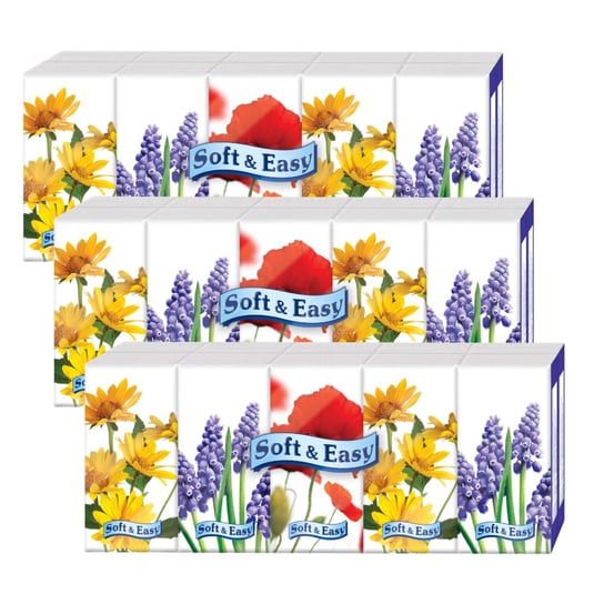 Soft&Easy, Chusteczki Higieniczne Kwiaty 30x9 sztuk Soft&Easy