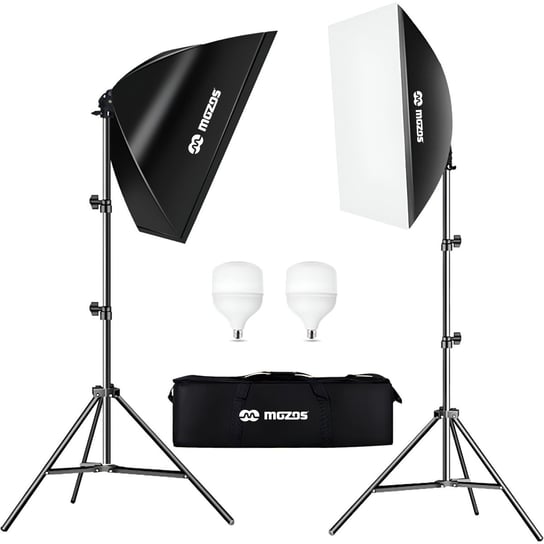 SOFTBOX LAMPA DO ZDJĘĆ FOTOGRAFII STATYW 2M STUDYJNY ZESTAW 2x 50x70cm 50W Inna marka