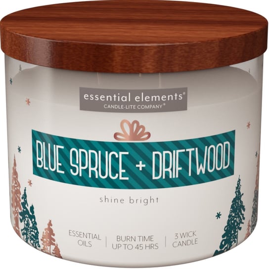 Sojowa świeca świąteczna zapachowa z olejkami eterycznymi Blue Spruce Driftwood Candle-lite 418 g Inna marka