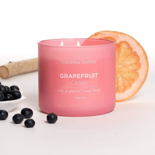 Sojowa świeca zapachowa w szkle 3 knoty Colonial Candle 411 g - Grejpfrut Czarna porzeczka Grapefruit Cassis Inna marka