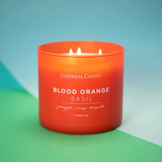 Sojowa świeca zapachowa w szkle 3 knoty Colonial Candle 411 g - Pomarańcz Bazylia Blood Orange Basil Inna marka