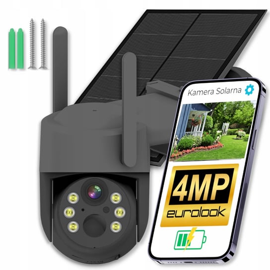 SOLARNA KAMERA WIFI 4MPX SMART ZEWNĘTRZNA OBROTOWA IP BEZPRZEWODOWA ALARM [K-11G Solar] Eurolook