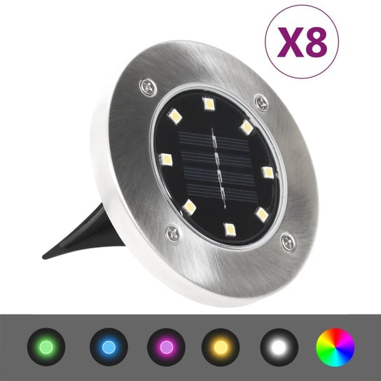 Solarne lampy gruntowe LED, 8 szt., kolory RGB vidaXL