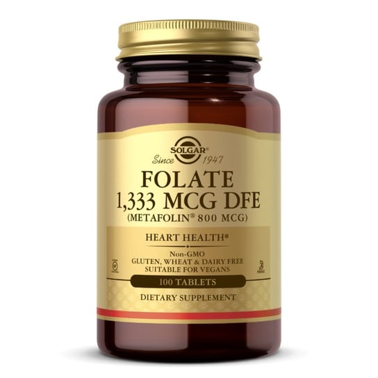 Solgar, Foliany 800 mcg (Metafolin) - Suplement diety, 100 tabletek Solgar