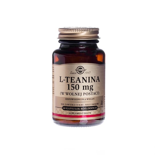 Solgar L-Teanina 150 mg w wolnej postaci, suplement diety, 60 kapsułek roślinnych Solgar