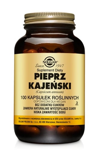 Solgar Pieprz Kajeński, suplement diety, 100 kapsułek Solgar