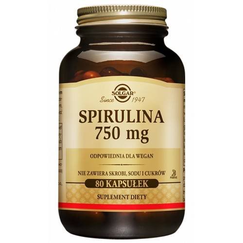 Solgar Spirulina 750 mg, suplement diety, 80 kapsułek Solgar