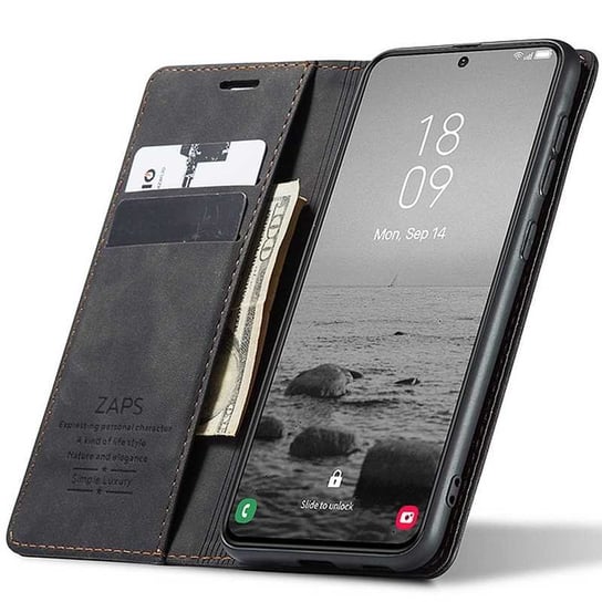 Solidne Etui Z KLAPKĄ Skórzane Case Portfel Zaps Obudowa do Galaxy S23+ Zaps