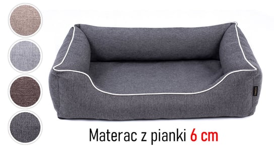 Solidne legowisko kanapa łóżko materac mata dla dużego psa 120x90 Sofa Mallorca TwinFoam pianka 6 cm rozbieralne rozmiar XL ciemnoszare/białe Inna marka